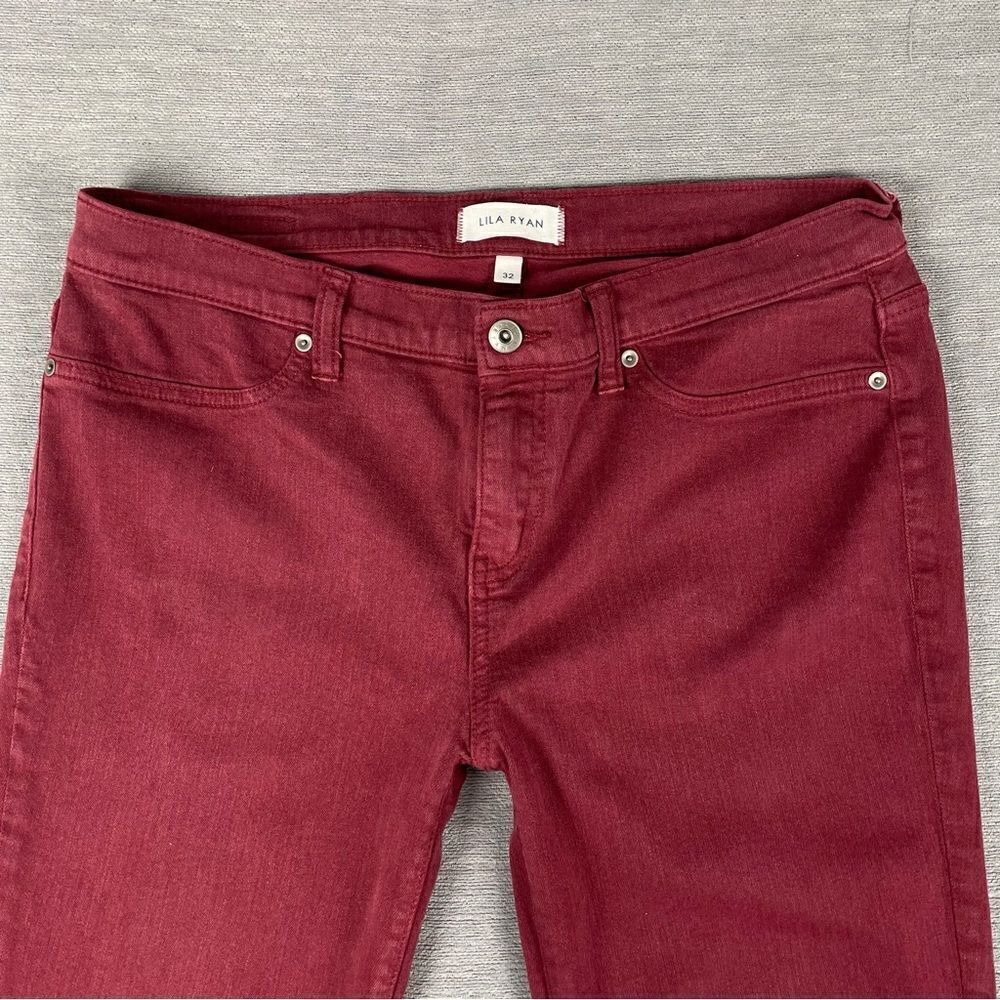 LILA RYAN Maroon Tuscany Skinny Stretch Jeans Women’s Size 32 - Picture 3 of 10